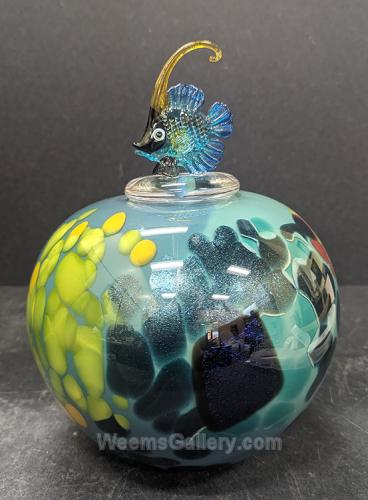 Lidded Pot with Fish by Jon Oakes